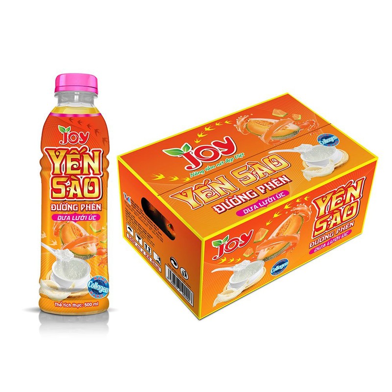Thùng 24 chai 500ml JOY Yến Sào Đường Phèn Dưa Lưới Úc