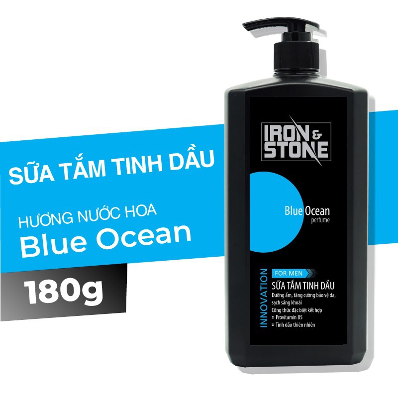 Sữa tắm tinh dầu IRON & STONE Innovation hương Blue Ocean 180g dành cho nam