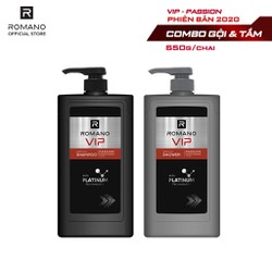 Combo Dầu gội và Sữa tắm cao cấp Romano Vip Passion mạnh mẽ bí ẩn 650g/chai