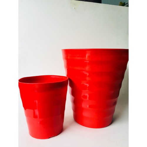 Chậu nhựa sóng tròn cao - Chậu Vòng Sóng - Chậu Vòng Tròn (3size, 3 màu Đá Đen - đỏ - trắng)