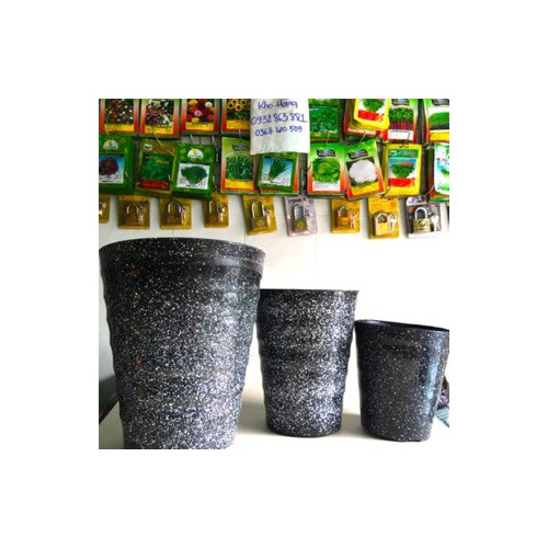 Chậu nhựa sóng tròn cao - Chậu Vòng Sóng - Chậu Vòng Tròn (3size, 3 màu Đá Đen - đỏ - trắng)