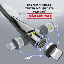 Cáp sạc nam châm hỗ trợ sạc nhanh QC 3.0 xoay 540 độ, truyền dữ liệu, phiên bản hoàn hảo 2021 Cáp sạc nam châm hỗ trợ sạc nhanh QC 3.0 xoay 540 độ, truyền dữ liệu, phiên bản hoàn hảo 2021