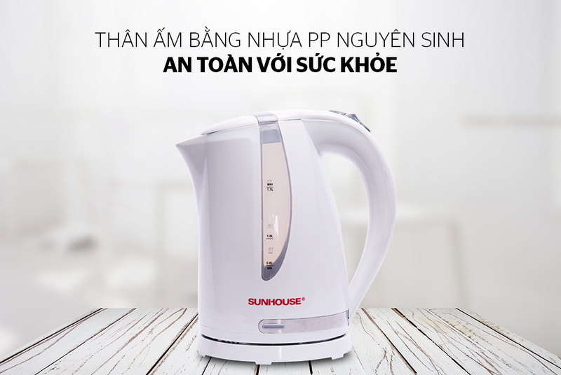 Ấm siêu tốc nhựa SUNHOUSE SHD1300 Trắng 03