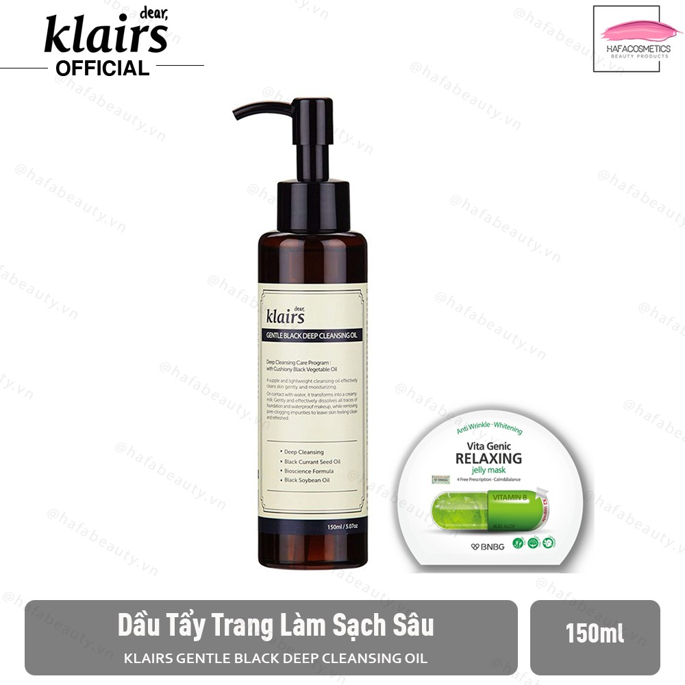 Dầu Tẩy Trang Làm Sạch Sâu Klairs Gentle Bla Deep Cleansing Oil 150ml Tặng 1 Mặt Nạ BNBG Loại Ngẫu Nhiên - 5041050332 1