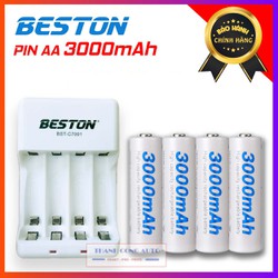 04 viên pin sạc AA 3000mAh BESTON kèm sạc C7001 – Pin sạc BESTON Pin mic không dây, camera, pin điều khiển – 04 Pin AA Beston 3000 mAh +sạc