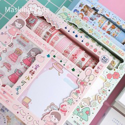 Set washi tape stickers và giấy note 50 món
