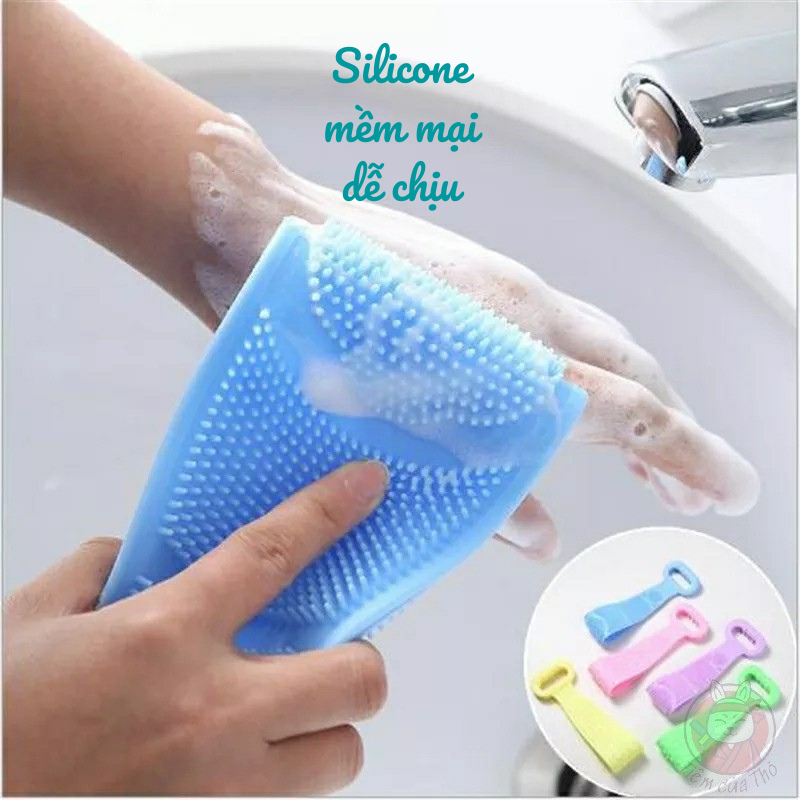 Dây đai kì lưng tắm rửa tẩy tế bào chết bằng silicon 2 mặt siêu mềm