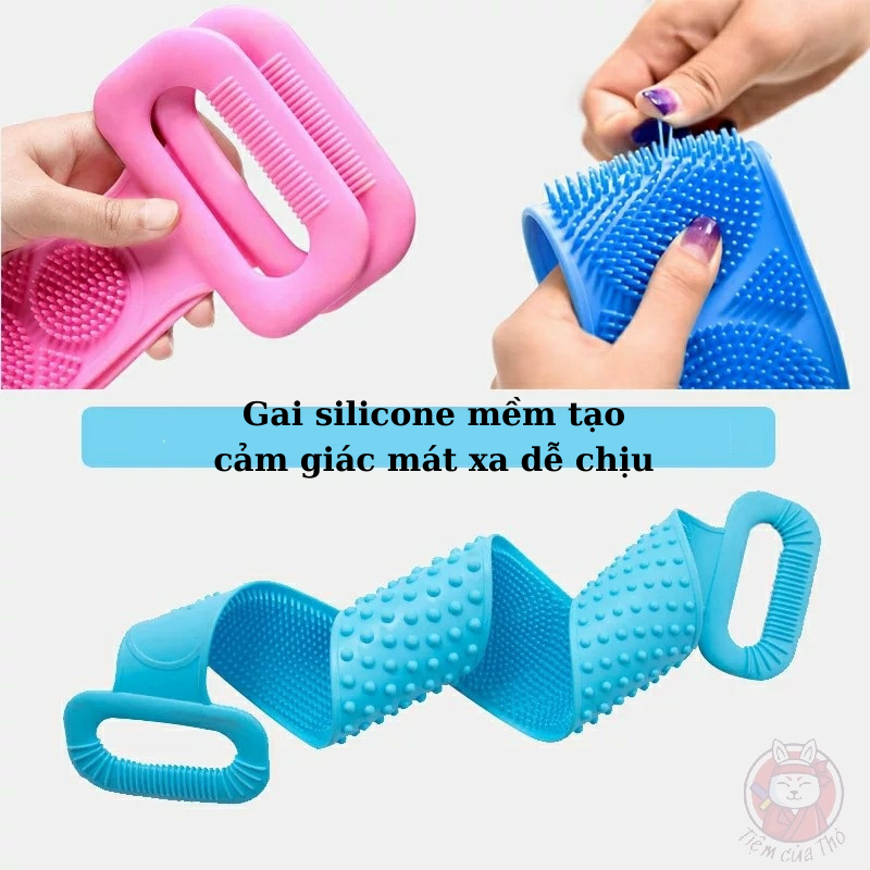 Dây đai kì lưng tắm rửa tẩy tế bào chết bằng silicon 2 mặt siêu mềm