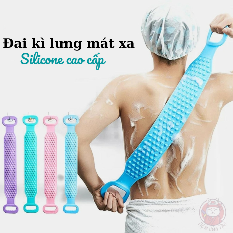 Dây đai kì lưng tắm rửa tẩy tế bào chết bằng silicon 2 mặt siêu mềm