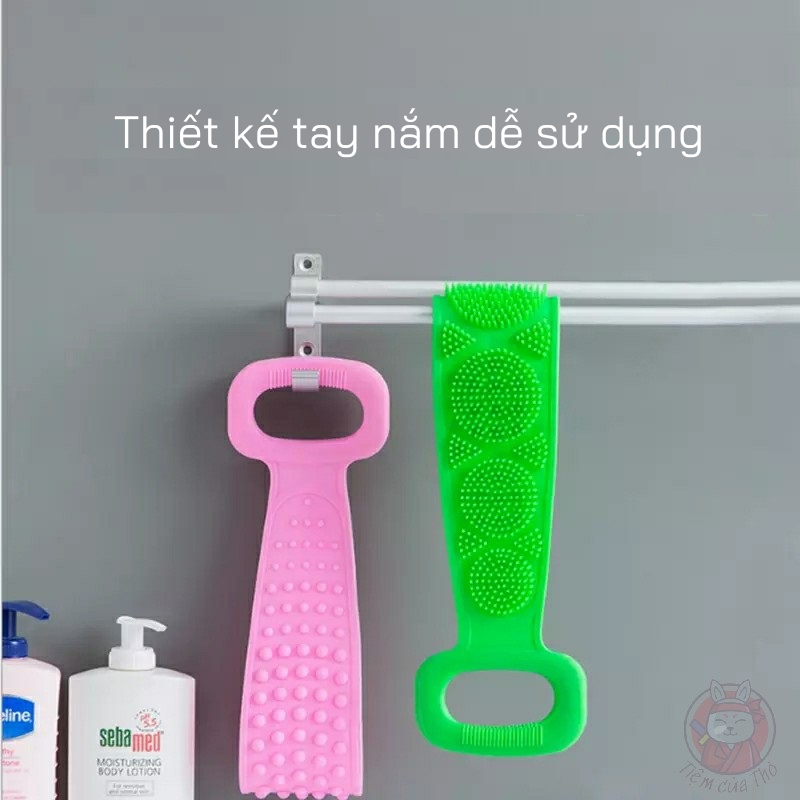 Dây đai kì lưng tắm rửa tẩy tế bào chết bằng silicon 2 mặt siêu mềm