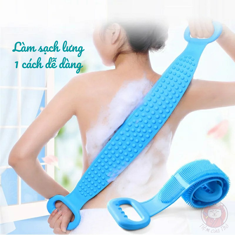 Dây đai kì lưng tắm rửa tẩy tế bào chết bằng silicon 2 mặt siêu mềm