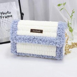 Set nguyên liệu làm túi handmade_ túi tự đan màu trắng viền xanh