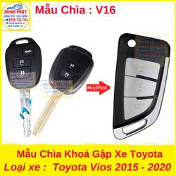 Chìa Khoá Gập xe Toyota Vios 2015 đến 2020 mẫu v16 Chìa Khoá Gập xe Toyota Vios 2015 đến 2020 mẫu v16