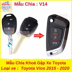 Chìa Khoá Gập xe Toyota Vios 2015 đến 2020 mẫu v14 Chìa Khoá Gập xe Toyota Vios 2015 đến 2020 mẫu v14