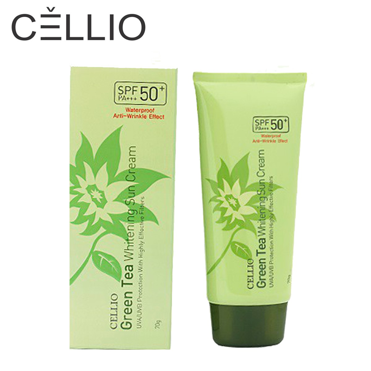 Hình ảnh KEM CHỐNG NẮNG TRÀ XANH GREEN TEA WHITENING SUN CREAM CELLIO 70 GRAM