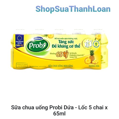 SỮA CHUA UỐNG PROBI DỨA - LỐC 5 CHAI X 65ML