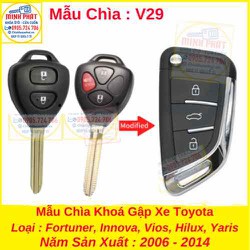 Chìa Khoá Gập xe Toyota Innova, Fortuner, Vios, Hilux, Yaris, Altis Chìa Khoá Gập xe Toyota Innova, Fortuner, Vios, Hilux, Yaris, Altis