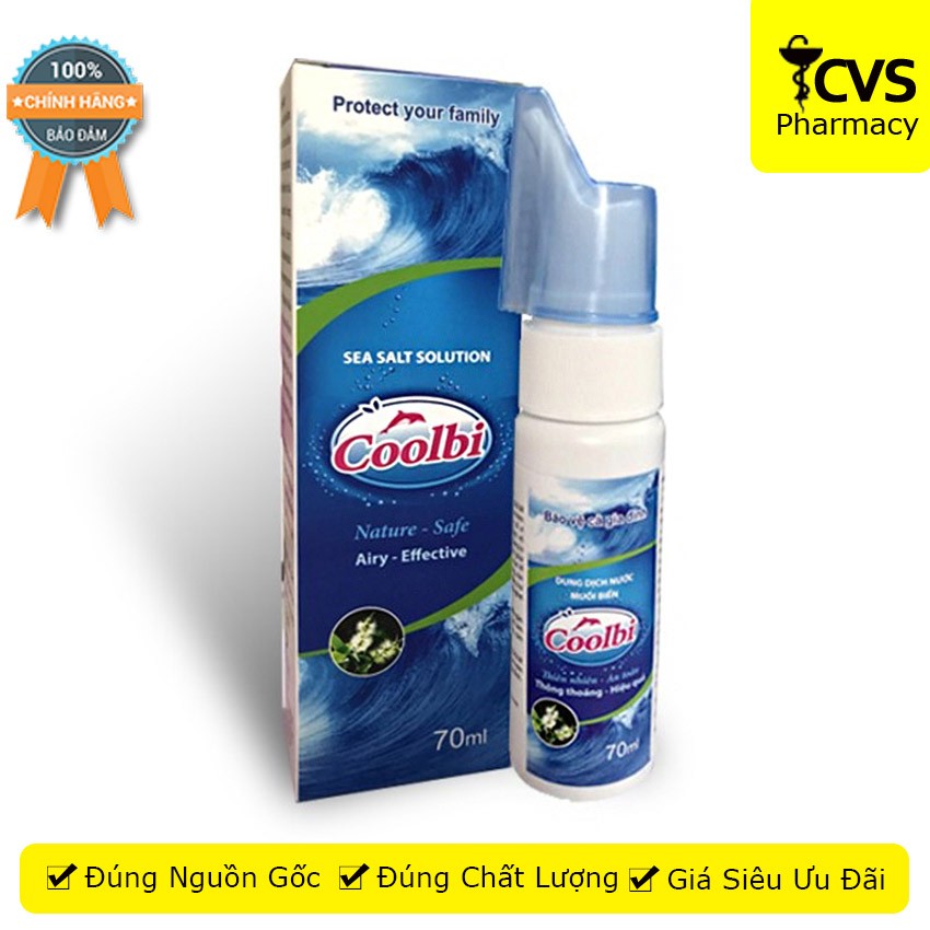 Hình ảnh Dung dịch nước muối biển Coolbi - Xịt mũi họng dành cho người bị nghẹt mũi, ngăn ngừa hôi miệng, sâu răng - cvspharmacy