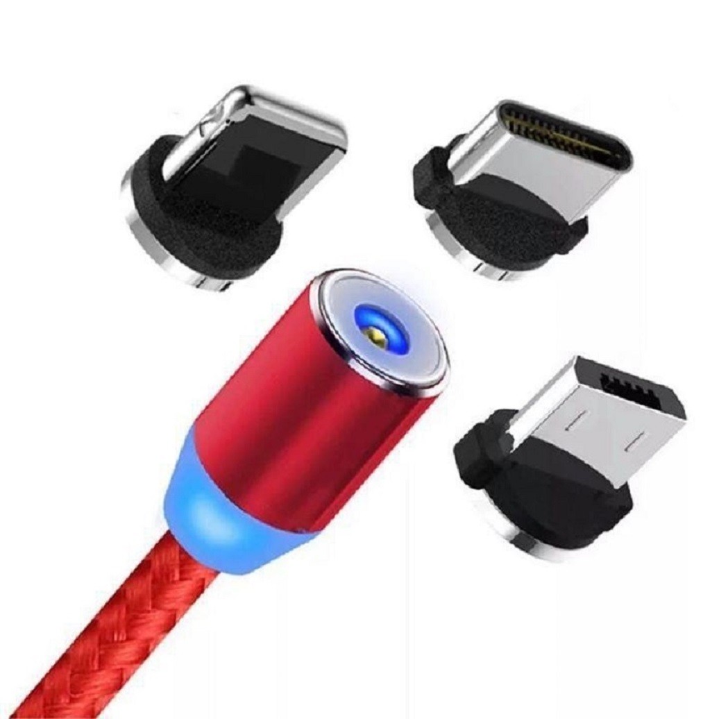 Hình ảnh Cáp sạc từ hít nam châm dây dù 3 in 1 -Type C- Iphone - Micro Usb New