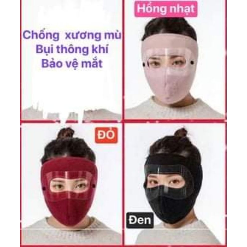Khẩu trang ninja 2in1 có kính Lót nỉ Chống bụi chống mưa gió bảo vệ mắt - 6772228123 5