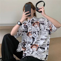 áo nư mi nữ form rộng unisex in hoạt tiết phim hoạt hình onepice cướp biển luffy áo nư mi nữ form rộng unisex in hoạt tiết phim hoạt hình onepice cướp biển luffy