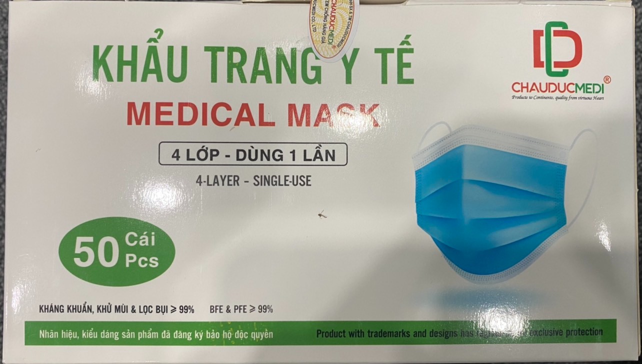 Hình ảnh KHẨU TRANG Y TẾ 4 LỚP CAO CẤP LOẠI 1 KHÁNG KHUẨN 50 Cái/Hộp - CHAUDUCMEDI CHUẨN ISO