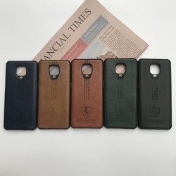 Ốp lưng da Xiaomi Redmi Note 9s/Note 9 Pro/Note 9 Pro max viền silicon cao cấp, bảo vệ máy, in Logo Ferrari
