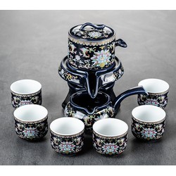 Bộ ấm chén trà đạo cối xay kiểu hoài cổ bằng gốm sứ cao cấp