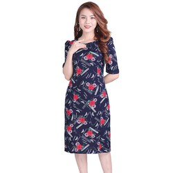 Đầm suông công sở hoa hồng