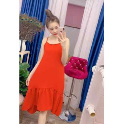 Đầm suông đuôi cá màu đỏ