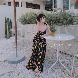 Maxi chấm bi hai dây nơ