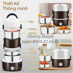 Cặp Lồng Cắm Điện 3 Tầng ruột inox Cao Cấp Giữ Nóng Thức Ăn Liên Tục