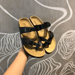 Dép đế trấu Unisex xỏ ngón màu đen