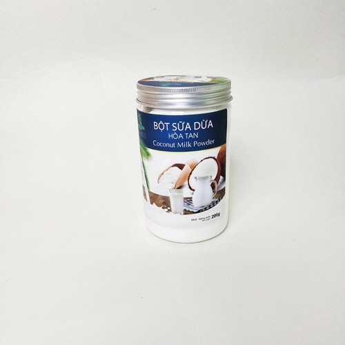 Bột Sữa Dừa Hòa Tan , hũ 200g, thơm ngon dùng pha chế thức uống và các món ăn.
