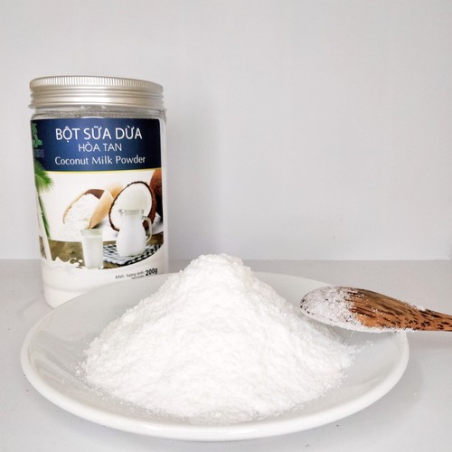 Bột Sữa Dừa Hòa Tan , hũ 200g, thơm ngon dùng pha chế thức uống và các món ăn.