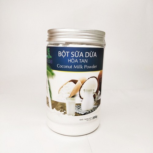 Bột Sữa Dừa Hòa Tan , hũ 200g, thơm ngon dùng pha chế thức uống và các món ăn.