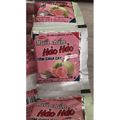 DÂY 10 GÓI MUỐI CHẤM TRÁI CÂY CHUA CAY HẢO HẢO 10G