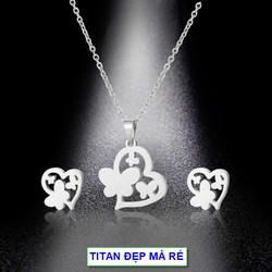 Bộ trang sức nữ cách điệu mặt tim bướm bay xinh xắn - Hàng titan màu vàng 18k sáng bóng đẹp - Cam kết 1 đổi 1 nếu đen Bộ trang sức nữ cách điệu mặt tim bướm bay xinh xắn - Hàng titan màu vàng 18k sáng bóng đẹp - Cam kết 1 đổi 1 nếu đen