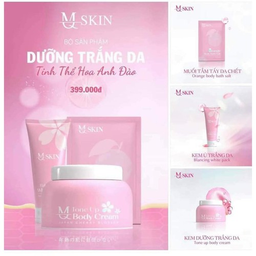 COMBO BỘ DƯỠNG TRẮNG DA BODY MQ SKIN HOA ANH ĐÀO