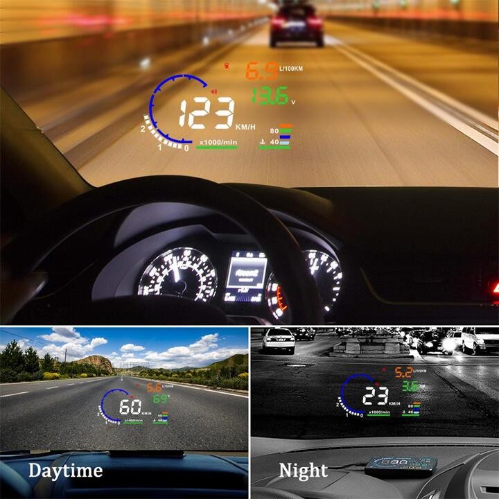 Hình ảnh HUD hiển thị tốc độ trên kính lái xe ô tô A8