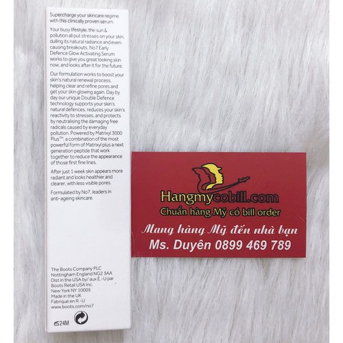 Serum dưỡng da No7 Early Defence Glow Activating Serum 30ml