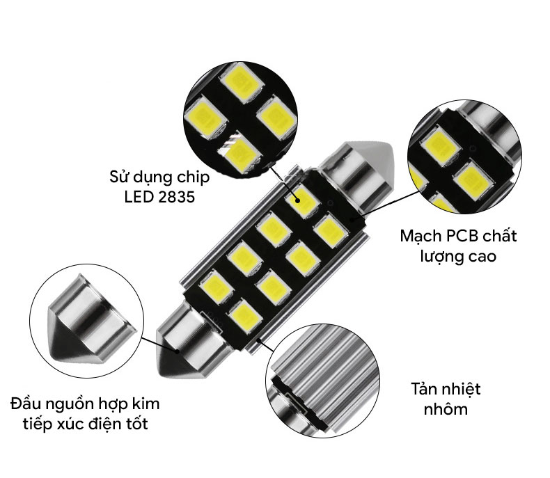 Hình ảnh Bóng LED trần, đọc sách, cốp, chip 2835 festoon F2835-8 kích thước 31mm