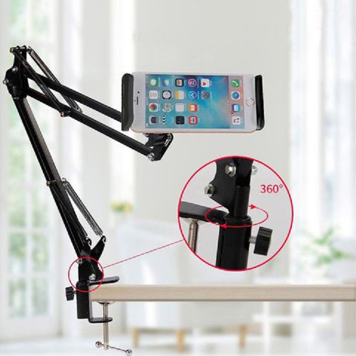 Hình ảnh Giá Đỡ Kẹp Điện Thoại, Máy Tính Bảng Ipad Có Chân Kẹp Đầu Giường, Cạnh Bàn