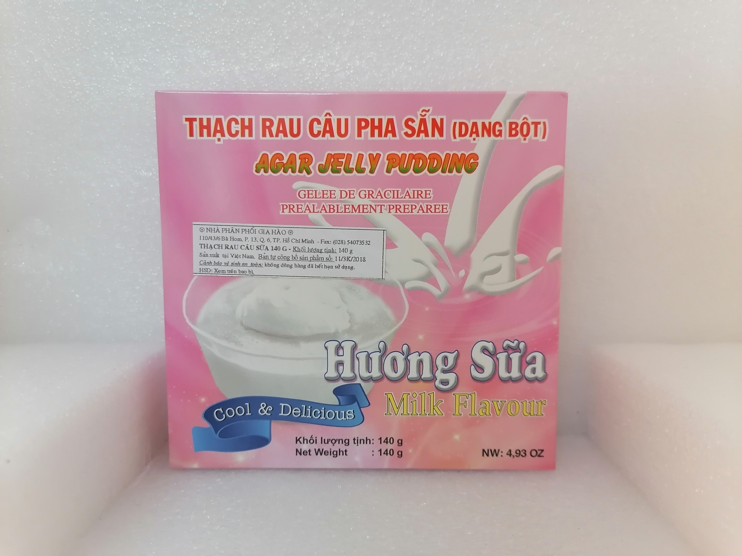 Hình ảnh [Hộp 140g – SỮA] BỘT THẠCH RAU CÂU PHA SẴN [VN] 3K Agar Jelly Pudding Milk Flavour (btn-hk)