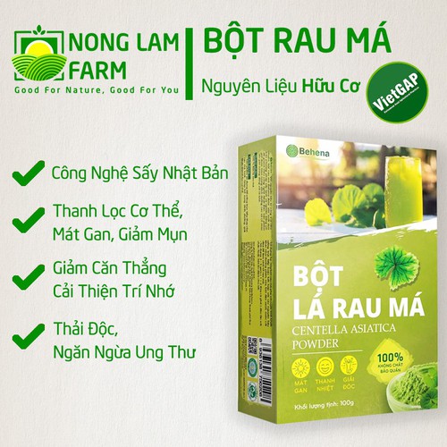 Bột Rau Má Behena -  Thanh Nhiệt Giải Độc - Hỗ trợ tiêu hoá, chống viêm dạ dày - Hộp 50gr