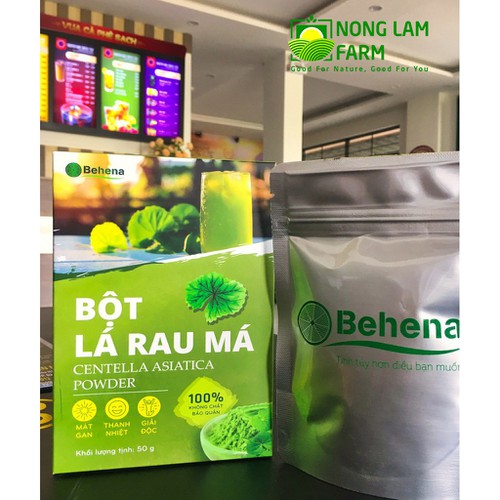 Bột Rau Má Behena -  Thanh Nhiệt Giải Độc - Hỗ trợ tiêu hoá, chống viêm dạ dày - Hộp 50gr