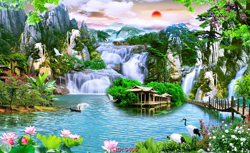 tranh gạch 3d phong cảnh núi non - NVC4