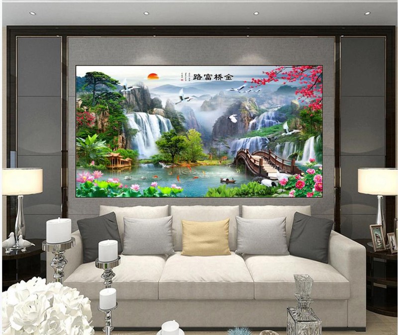 tranh gạch 3d phong cảnh núi non - NVC4