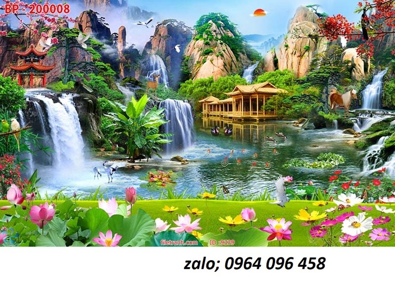 tranh gạch 3d phong cảnh núi non - NVC4