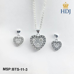 Combo dây chuyền và khuyên tai bạc Ý 925 Hình Trái tim xinh xắn sang trọng trang sức cao cấp HDJ mã BTS-11-3 Combo dây chuyền và khuyên tai bạc Ý 925 Hình Trái tim xinh xắn sang trọng trang sức cao cấp HDJ mã BTS-11-3
